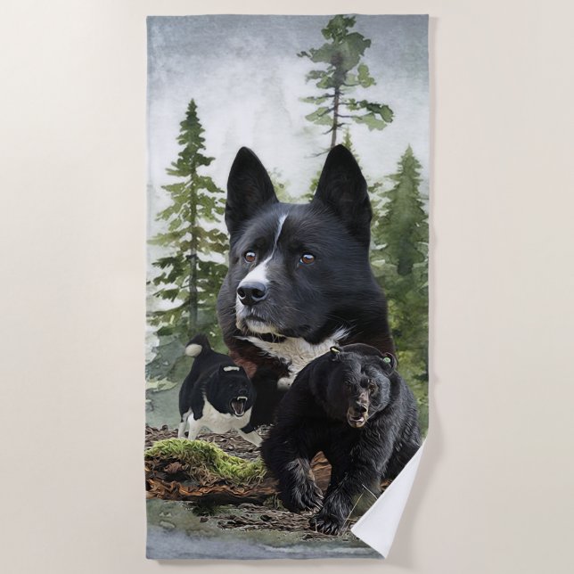 Toalla De Playa Perro de oso de Karelian (Anverso)