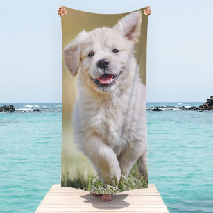Toalla De Playa Perro fotográfico personalizado de porra suave