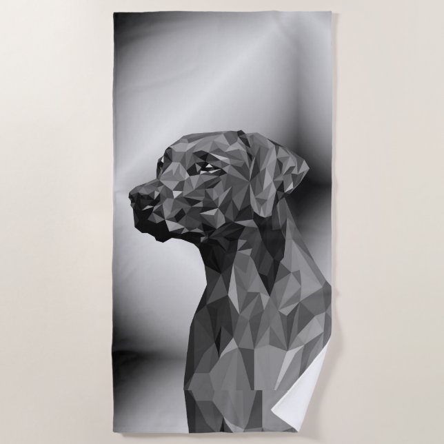 Toalla De Playa Perro geométrico gris (Anverso)