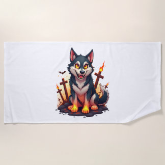 Toalla De Playa Perro Husky Hellhound