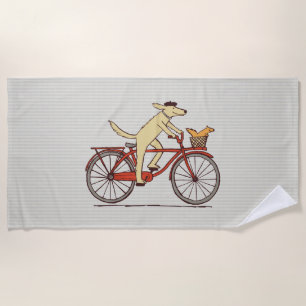 Toalla De Playa Perro montando una bicicleta con arte de un animal