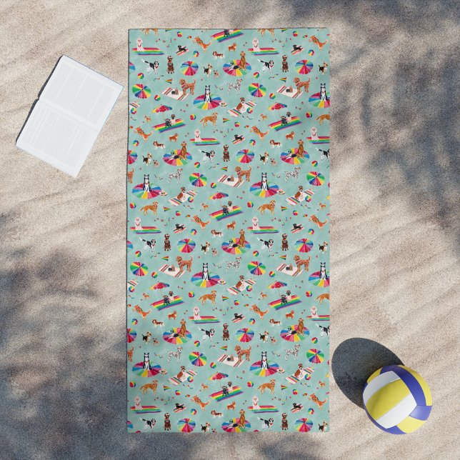 TOALLA DE PLAYA PERRO ORGULLO ARCOÍRIS (Beach towel vibe)