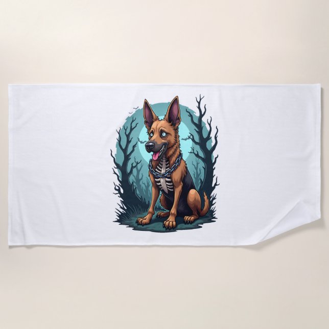 Toalla De Playa Perro Pastor Esqueleto (Anverso)