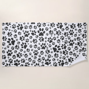 Toalla De Playa Perro Paws Black and White Polka Dot