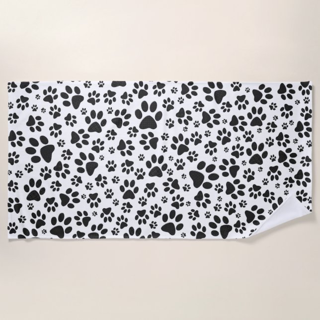 Toalla De Playa Perro Paws Black and White Polka Dot (Anverso)