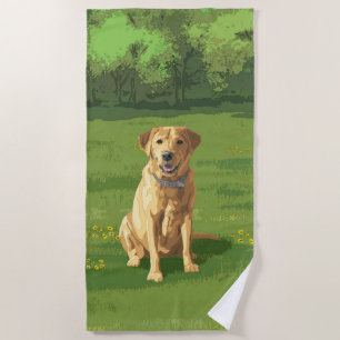 Toalla De Playa Perro recuperador de labrador amarillo