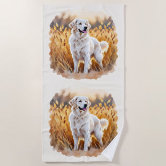 Toalla De Playa Perro Retriever Dorado Blanco