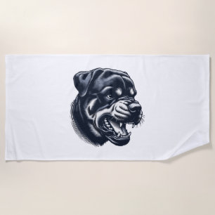 Toalla De Playa Perro Rottweiler Enojado – Arte de Perro Guardián