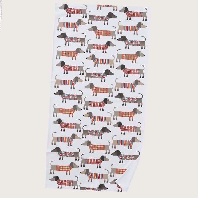 Toalla De Playa Perro salchicha Dachshund (Fun Dachshund Wiener Sausage Dog beach towel for dog lovers)