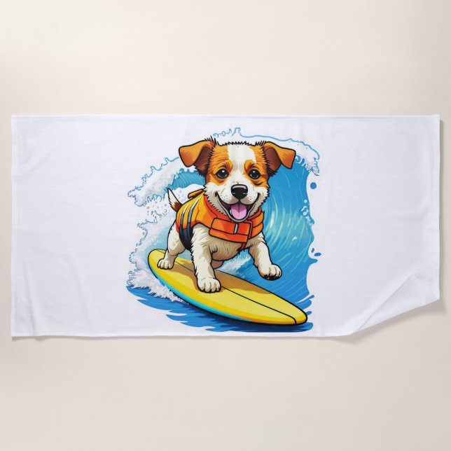 Toalla De Playa Perro Surfista (Anverso)