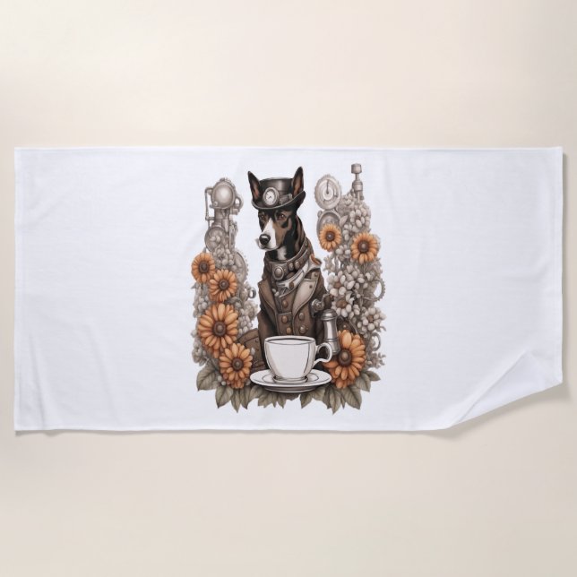 Toalla De Playa perro y café (Anverso)