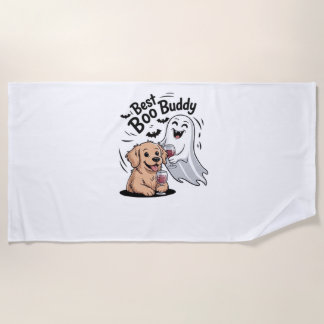 Toalla De Playa Perro y fantasma bebiendo vino. Camiseta clásica