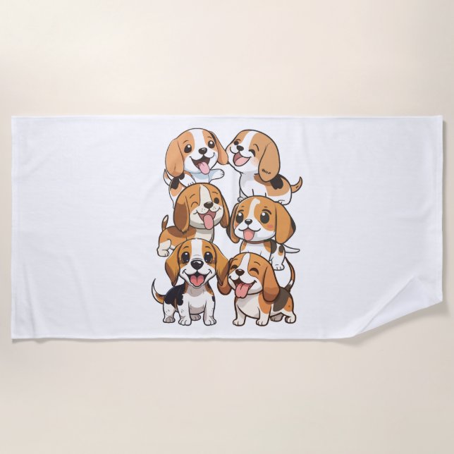 Toalla De Playa perros beagles adorables (Anverso)