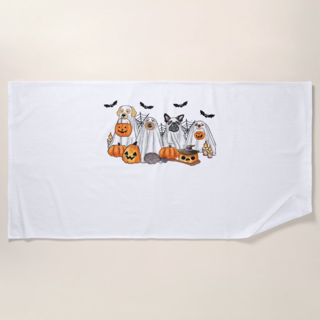 Toalla De Playa Perros con disfraces fantasma - Camiseta clásica d (Anverso)
