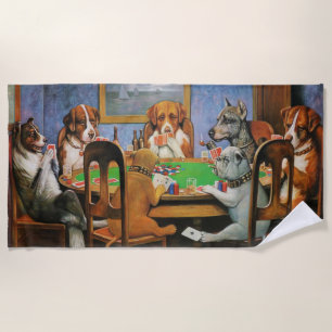 Toalla De Playa Perros jugando al póquer por C.M. Coolidge