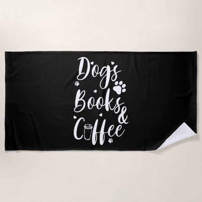 Toalla De Playa Perros Libros Coffe Perro Lover Libro Worm (Anverso)