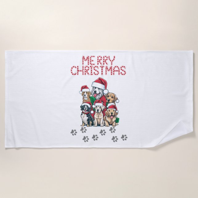 Toalla De Playa Perros navideños (Anverso)