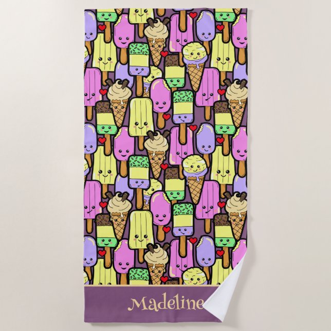 Toalla De Playa Personajes divertidos de dibujos animados Kawaii p (Anverso)