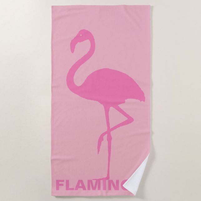 Toalla De Playa Personalizable de flamingo rosa (Anverso)