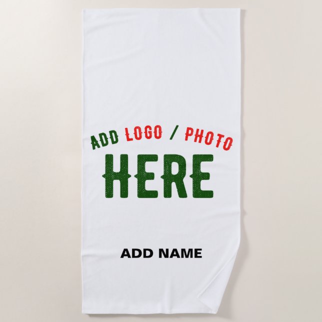 TOALLA DE PLAYA PERSONALIZABLE MODERNO ESTILO BLANCO VERIFICADO MA (Anverso)