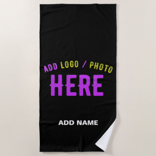 TOALLA DE PLAYA PERSONALIZABLE MODERNO ESTILO NEGRO VERIFICADO MAR