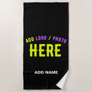 TOALLA DE PLAYA PERSONALIZABLE MODERNO ESTILO NEGRO VERIFICADO MAR