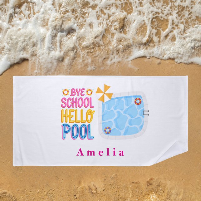 Toalla de playa personalizada Adiós escuela Hola p (Subido por el creador)