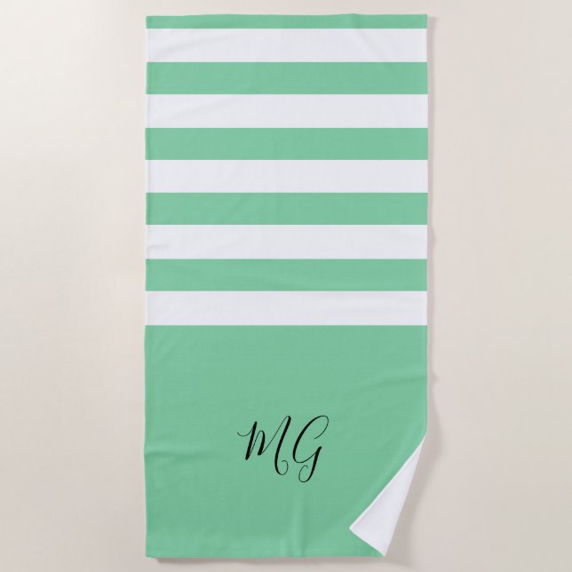 Toalla de playa personalizada Aqua Striped (Anverso)