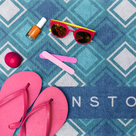 Toalla de playa personalizada Blue Squares