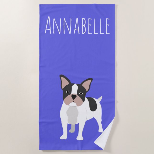 Toalla de playa personalizada Boston Terrier (Anverso)