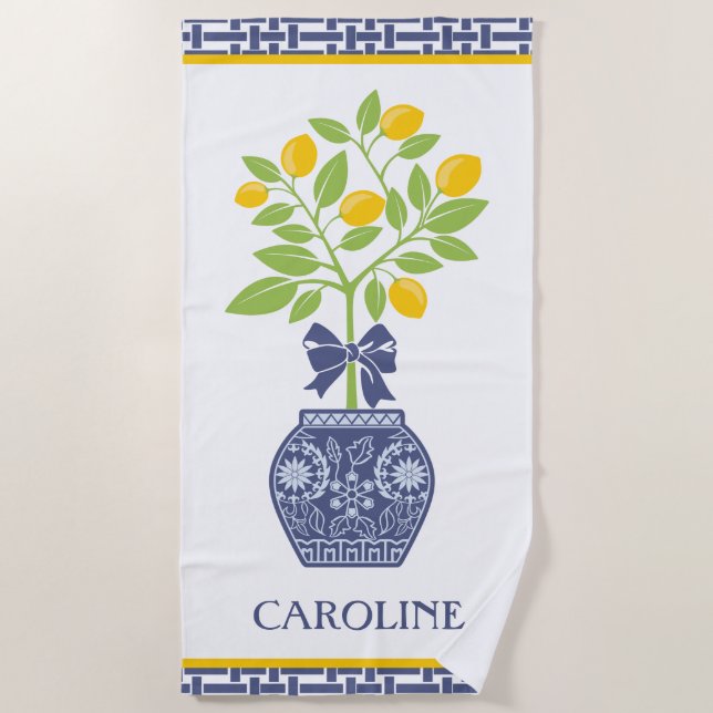 Toalla de playa personalizada Chinoiserie Lemon Tr (Anverso)