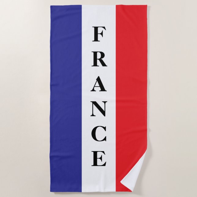 Toalla de playa personalizada con bandera francesa (Anverso)