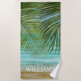 Toalla de playa personalizada con palmeras
