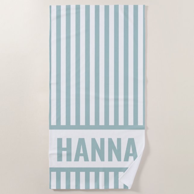 Toalla de playa personalizada con raya monograma (Anverso)
