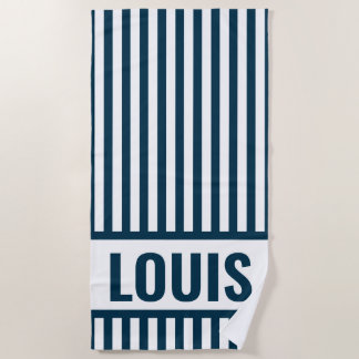 Toalla de playa personalizada con raya monograma