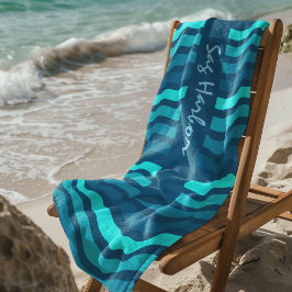 Toalla de playa personalizada con rayas azules