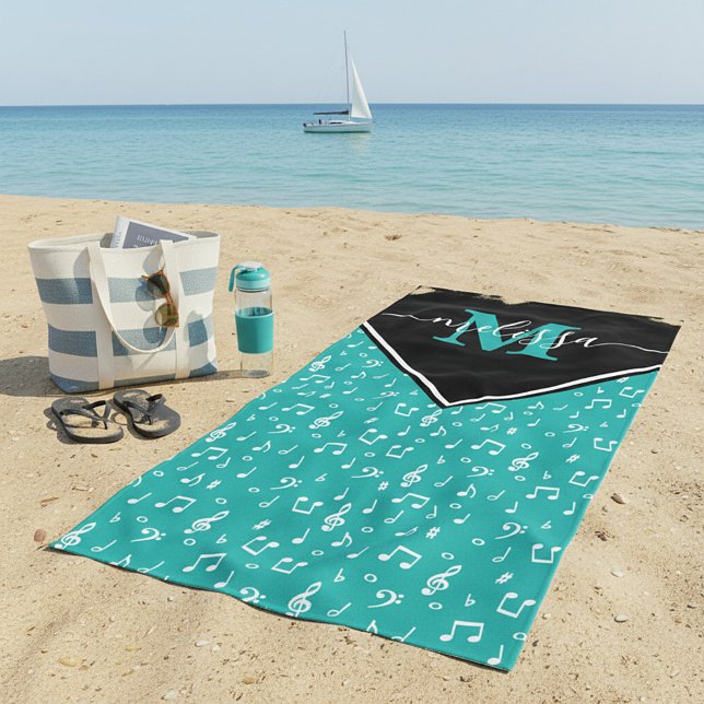 Toalla de playa personalizada con símbolos musical (Subido por el creador)