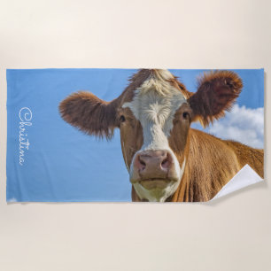 Toalla de playa personalizada Cute Cow