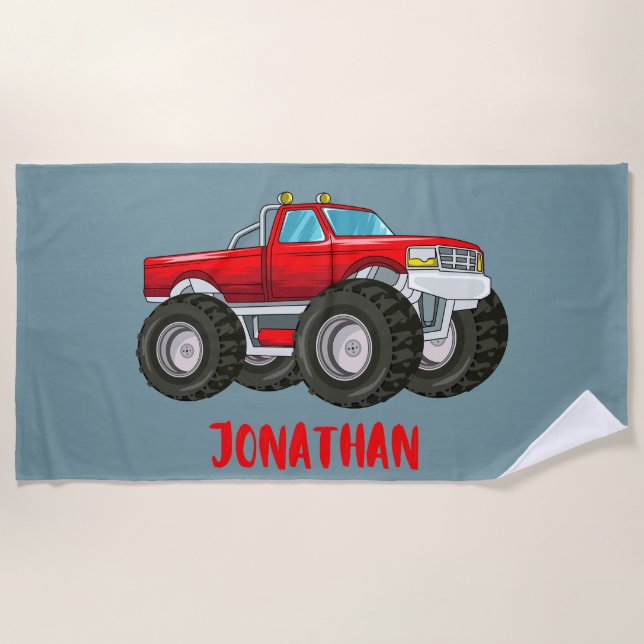 TOALLA DE PLAYA PERSONALIZADA DE CAMIÓN MONSTRUO (Anverso)