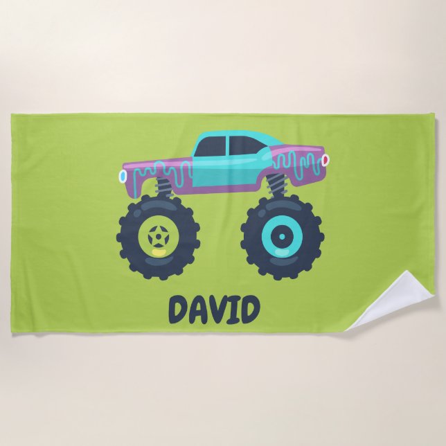 TOALLA DE PLAYA PERSONALIZADA DE CAMIÓN MONSTRUO (Anverso)