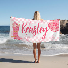 Toalla de playa personalizada de estilo retro disc