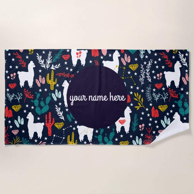 Toalla de playa personalizada de la alpaca (Anverso)