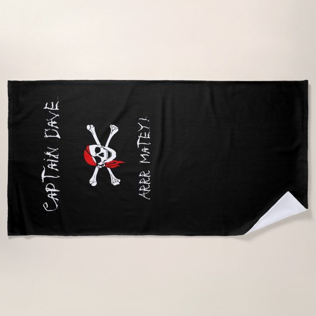 Toalla de playa personalizada de pirata ARRR Matey (Anverso)