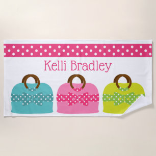 Toalla de playa personalizada de Polka Dot Purses