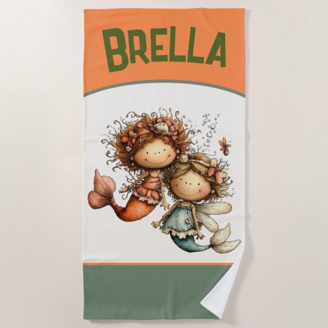 Toalla de playa personalizada de sirena (Anverso)