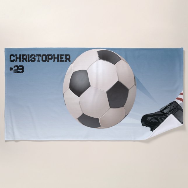 Toalla de playa personalizada de Soccer Ball (Anverso)