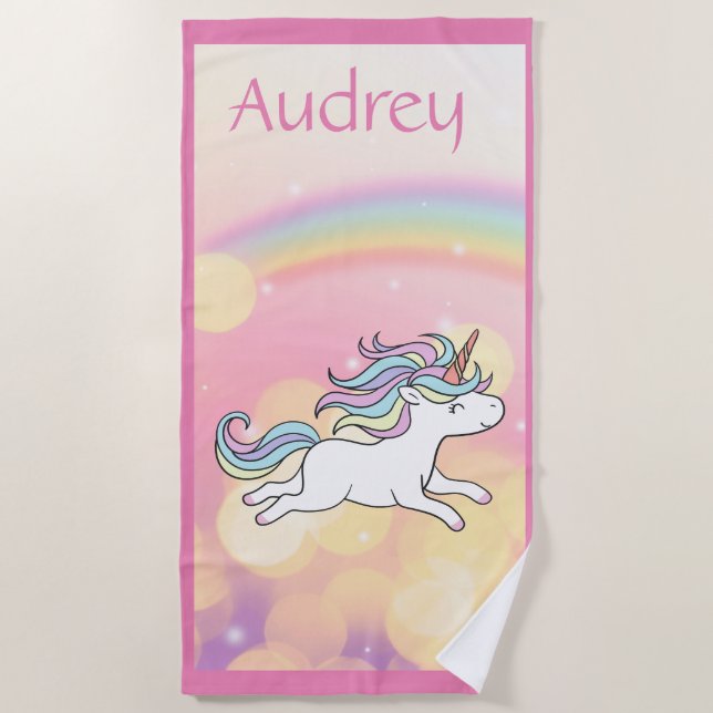 Toalla de playa personalizada de Unicorn (Anverso)