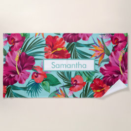 Toalla de playa personalizada Hibiscus