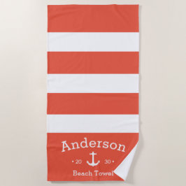 Toalla de playa personalizada - Náutica Naranja/ro
