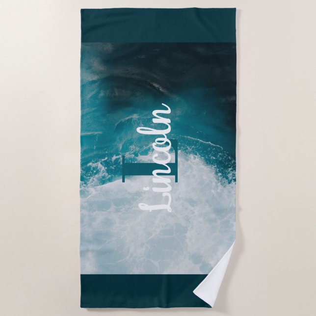 Toalla de playa personalizada - Nombre o Iniciales (Anverso)